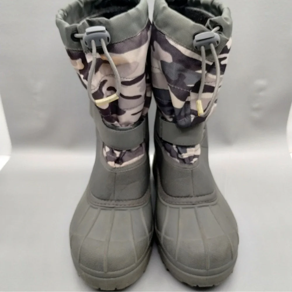 Columbia Powderbug Plus II Kids Snow Boot Gray Camo Waterproof BY1327-033 Size 6